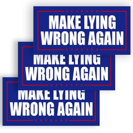 SODAVA [7.5"x3.75"] 3 Pcs, Make Lying Wrong Again Bumper Sticker, Political Sticker, Election 2024 Stickers, Funny Bumper Stickers, Vinyl Bumper Sticker for Car, Van, and SUV, Waterproof Decals