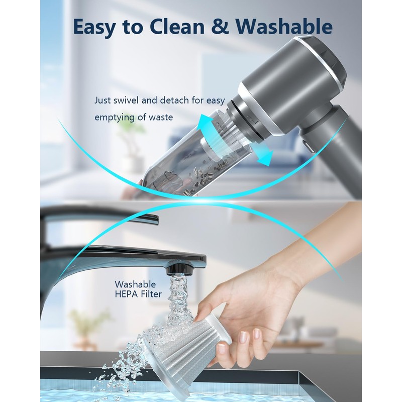 Mini Car Vacuum Cordless, 4-in-1 20000PA High Power Portable Rechargeable