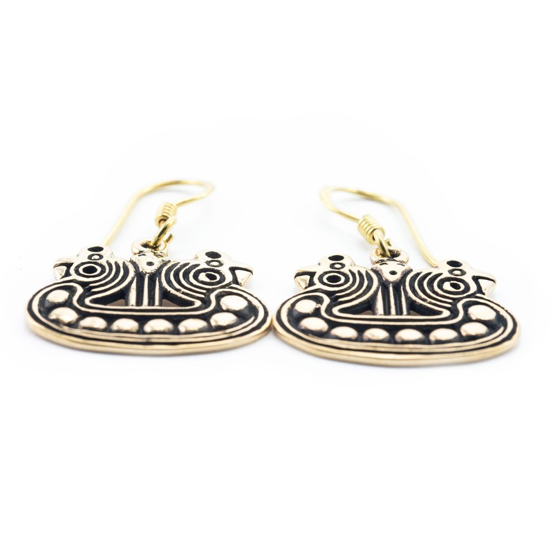 WINDALF Viking Earrings Odins Raven 1.7 cm Nordic Earrings Bronze,