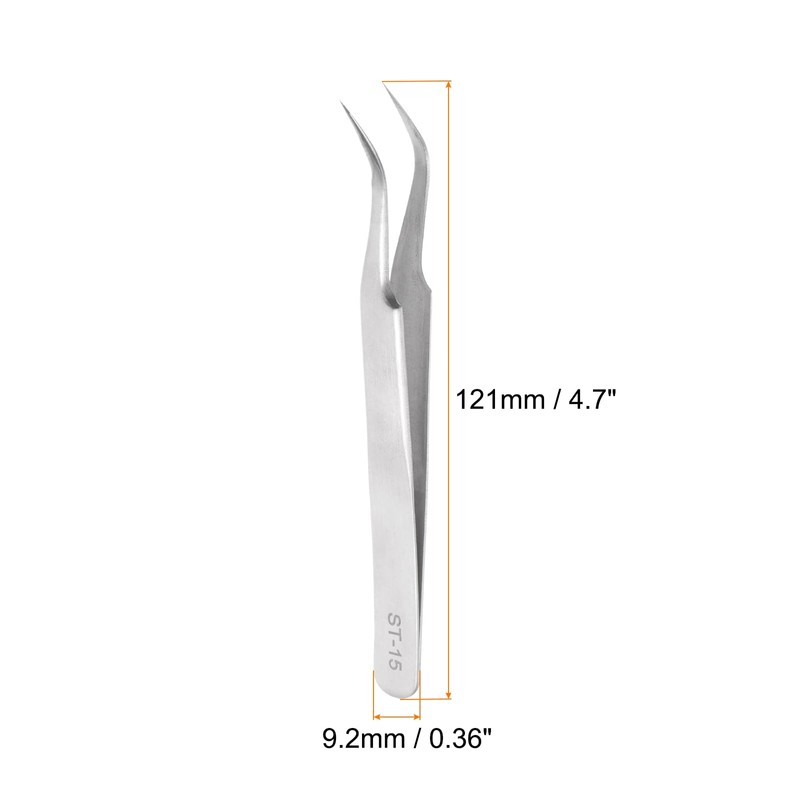 sourcing map ST-15 Precision Tweezers 121mm Pointed Anti-Corrosion Stainless Steel