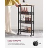 VASAGLE Slim Rolling Cart, 4-Tier Narrow Storage Cart with Handle,