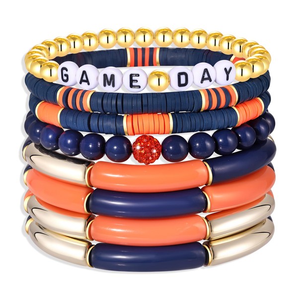 GLBCC Game Day Bracelets Curved Bamboo Tube Stretch Bracelets GAME