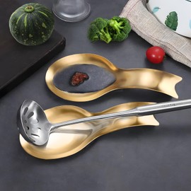 Stainless Steel Spoon Rest for Kitchen Counter - Utensil Holder for Stove Top - Rust Resistant - Large Size, Holder Counter Cooking Utensil Rest Spoon Heavy Duty Dishwasher Safe (Glod)
