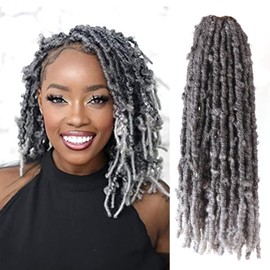 Butterfly Locs Crochet Hair 18inch 6 Packs Pre Looped Distressed Faux Locs Crochet Braids Long Grey Butterfly Locs for Black Women(18 Inch (6 Packs), TGrey) …