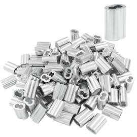 Murtenze 120Pcs 1/8" Wire Rope Sleeve, Aluminum Cable Crimp Sleeves, Crimping Loop Sleeve for Cable and Wire Rope Crimp Double Barrel Crimp Sleeves(M3-1/8")