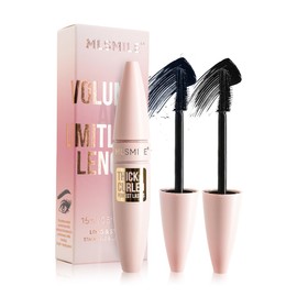 SHEEYOON 4D-Seidenfaser-Mascara, Volumen und Länge, schwarz & Styling-Basis, wasserdicht und wischfest, volumenspendend und langlebig