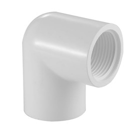 Lesso America 407 Series PVC Pipe Fitting - 90°Elbow - Schedule 40 (White) - 1-1/4" (SOC x FIPT) / High-Flow Capacity/Plumbing (407-012) (1 Pack)