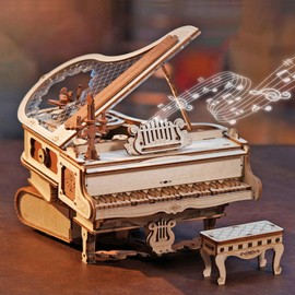 ROBOTIME 3D Puzzle Wooden Magic Piano Music Box, Model Kit for Adults to Building, Gear Wooden Puzzle Building Craft Kits