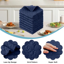 smiry Mricrofiber Cleaning Cloths, 8 Pack Extra Soft and Absorbent Kitchen Towels, 10" x 10" Multiple-use Non-Linting Reusable Cloths for Kitchen, Dish, Household Cleaning, Navy