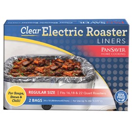 PanSaver Cooking Liners - Disposable Electric Roasting Pan Liners for Instant Cleanup with No Scrubbing - Clear, 2 Count