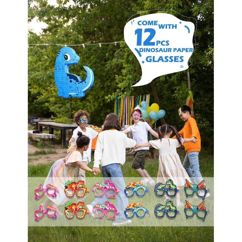 Blue Dinosaur Piñata for Boys,Piñata de Dinosaurio para niños with