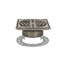 Schluter Kerdi-Drain Classic Shower Grate Kit with Integrated Slope Bonding Flange - Ideal for Tile Showers - 6" Grate Size, Square, Stainless Steel Grate Finish - KD6GRKE