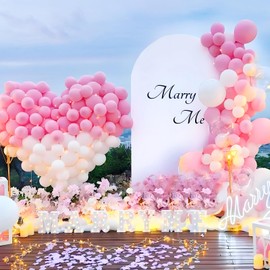 JEBUTU 2.2 m / 7.2 ft Bow Background Cover, White, Round Top, Doubleside, Wedding Arch Background Cover for Wedding, Party Decoration, Birthday, Baby Shower, Anniversary, Banquet