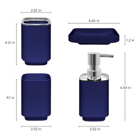 Seeatoo 4 Piece Bathroom Accessory Sets, Blue Bathroom Accessories Sets Include Toothbrush Holders Set, Soap Dispenser, Soap Dish and Toothbrush Cup, Modern Bathroom Decoration