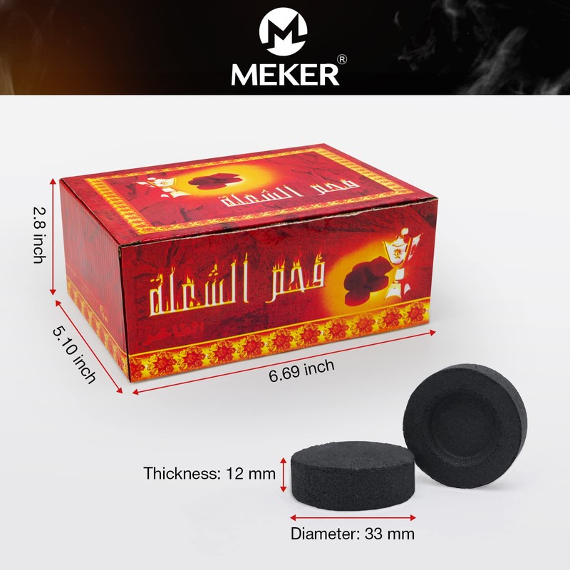 MEKER Quick Light Charcoal Briquettes, Charcoal Disk Lights, 33 mm