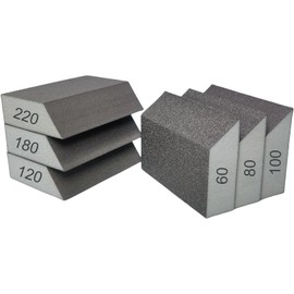 Delaga Pack of 6 Sanding Sponges Wood, Sandpaper 60/80/100/120/180/220 Grit, Sanding Block Washable Reusable for Polishing Various Metal Materials, Drywall, Wood