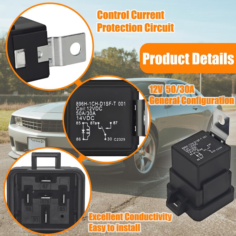 896H-1CH-D1SF-T Relay (Pack of 2) - 50A SPDT 1 Form