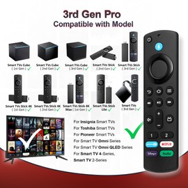 Replacement Voice Remote Control(3rd Gen Pro) Fit for Fire AMZ Smart TVs Cube, TV Stick, TV Stick Lite,TV Stick 4K and 4K Max, Fit for Insignia/Toshiba/Pioneer Smart TVs