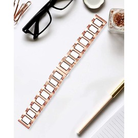 BINLUN Replacement Bracelet Stainless Steel Ceramic Bracelet Polished 12 mm / 14 mm / 18 mm / 20 mm / 22 mm with Butterfly Buckle, 22 mm, Stainless steel and ceramic