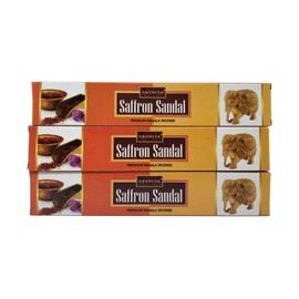 Nandita Saffron Sandal Premium Masala Incense Sticks - Pack of 3 (15 Gram Each)
