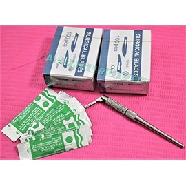Cynamed Round Pattern Adjustable 7 Ways Scalpel Handle #3 + 200 STERILE Scalpel Blades -for Biology Lab Anatomy, Practicing Cutting, Medical Student Training, Sculpting, Repairing