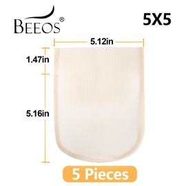 BEEOS 5x5 Transparent Lace for Wig Making, 5 Pieces Lace Base for Making Lace Closure Wig Accessories for Repairing Lace Wig Cap