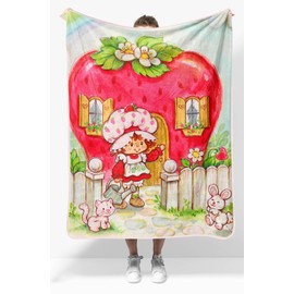 Jay Franco Strawberry Shortcake Berry Playhouse Plush Travel Throw Blanket - Measures 40 x 50 Inches - Kids Super Soft Lightweight Bedding