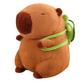 Herfair Capybara Plush Toy Capybara Plush Toy Capybara Plushie Dolls Cute Cuddly Toy Capybara with Turtle Backpack Plush Capybara Figure Stuffed Toy Cushion Home Decoration Children (35 cm)