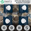 Party Bargains Disposable Plastic Navy Gold Salad Forks, Infinity Modern
