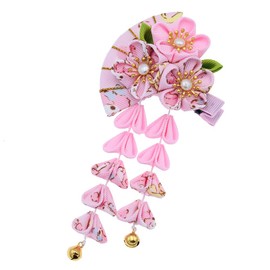 Horquilla de pelo de flores para mujer, estilo japonés, adorno para el pelo, decoración de kimono de tela Hanfu, accesorios para fiesta de Navidad, regalo de disfraces (rosa)