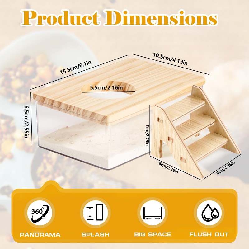 Quxddy Hamster Sand Bath Box Container, Hamster Bath Sand Gerbil