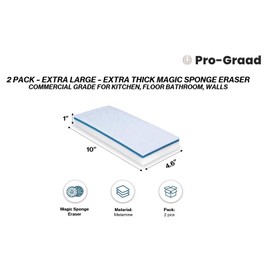 Magic Mopper 4610 Eraser Pads - 2 Pack 4.5" x 10" x 1" Commercial Grade Melamine Sponges for Floor, Tile, Grout, Baseboard, Walls-Durable & Versatile Cleaning - Pack of 2