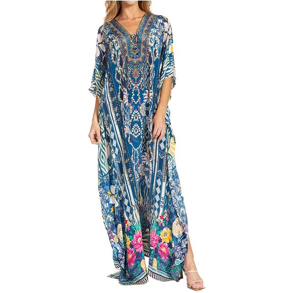 Sakkas P5-25 - Georgettina 2025 Flowy Rhinestone V Neck Long