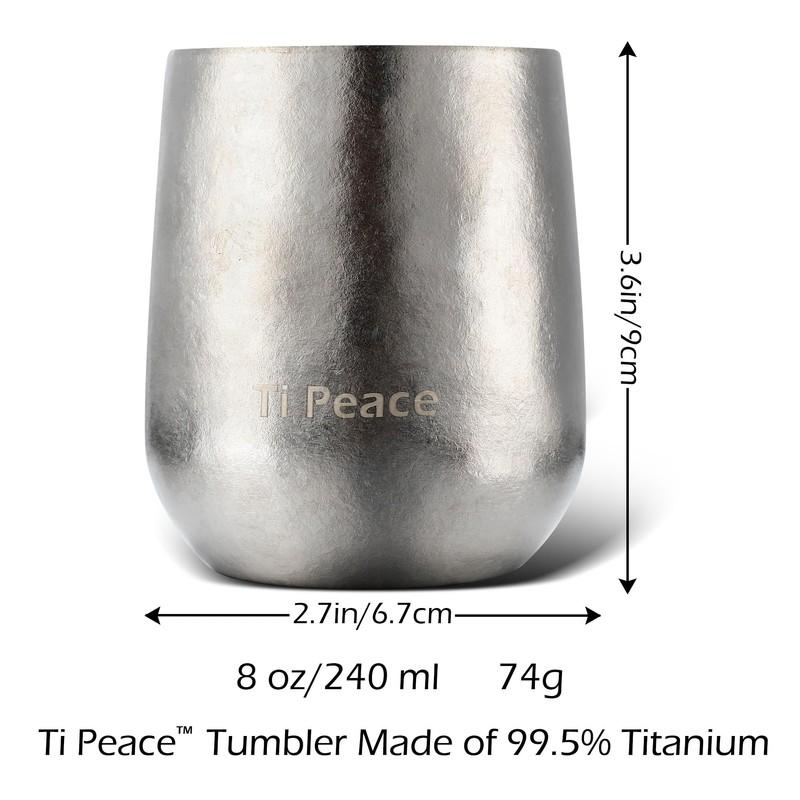 Wine Tumbler,8 oz Titanium Wine Tumbler,Insulated Double Wall Titanium Travel