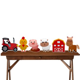 6Pcs/Pack Farm Animals Centerpieces Farm Themed Party Supplies Ornament Indoor and Outdoor Table Decorations for Farm Animals 3D Table Decoration