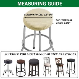 Lussenwert - Juego de 2 fundas redondas para taburetes de bar redondas de jacquard, para diámetro de 12 a 16 pulgadas, fundas elásticas para asientos redondos con banda elástica, color beige