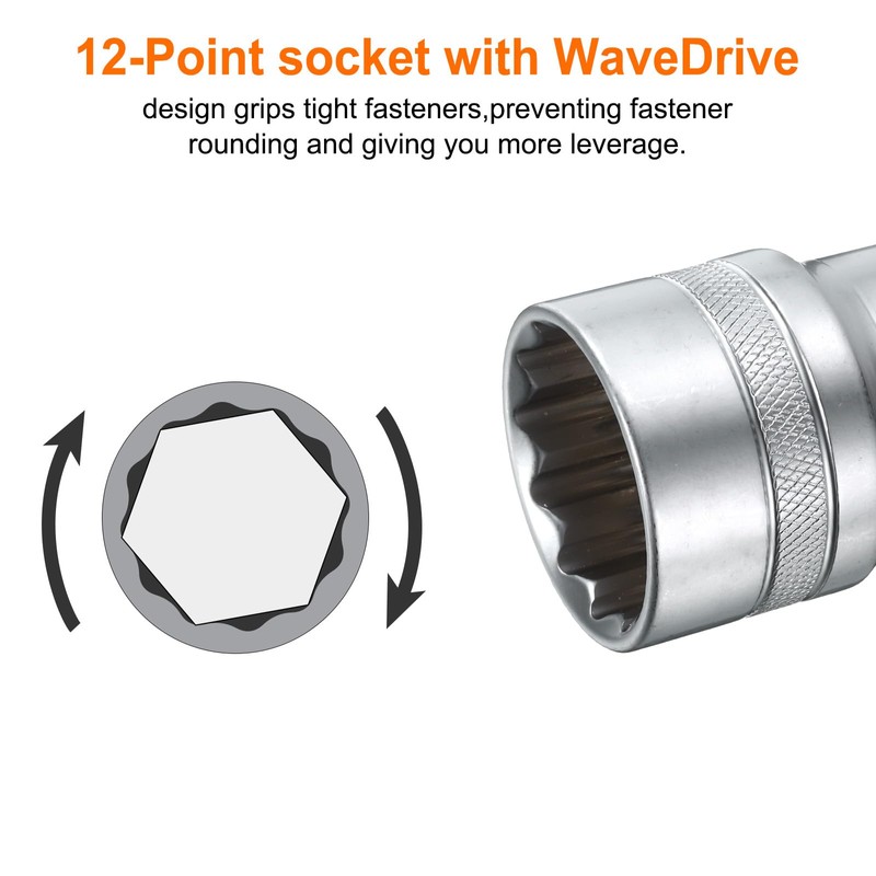 sourcing map 1/2" Drive by 27mm 12-Point Shallow Socket 42mm