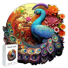 WETUFIN - Wooden Jigsaw Puzzles for Adults, Peacock Style Wooden Jigsaw Puzzles Large Size (170pcs, 11.2 * 11.2inch) Puzzles Unique Shape, Gifts for Birthday Christmas New Years Family Games, Style 2