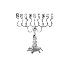 Legacy Judaica Silver Plated Chanukah Menorah - Stainless Steel, Classic Tall Branch Menora Style - for Standard Hanukah Candles and Most Oil Cups – 10.5" Tall x 10.5" Wide