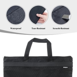 M&G Large Zipper Pouch with Handle 12x15 in Pocket Waterproof File Bag, A4 Foldable Document Storage Bag for Office Carrying Paper Files Books Filing Folder Travel 1 Pack (Black)