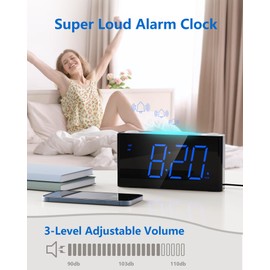 Digital Alarm Clock for Bedroom - 7 Color Night Light, USB and Type-C Charger,7.5" Large Number Screen & Dimmer,12/24H,Battery Backup,Easy Loud Electric Alarm Clock for Heavy Sleeper,Boy&Girl Kid Teen
