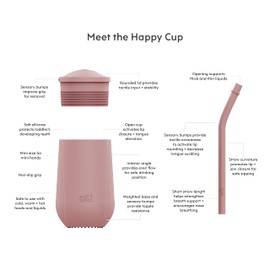 ezpz Happy Cup + sistema de entrenamiento de paja – Taza de entrenamiento 100% silicona para niños pequeños + preescolares – Diseñado por un especialista en alimentación pediátrica – Más de 24 meses (salvia) (Rosa Nórdico)