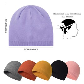 CYNROFVEN Winter Hats for Women Mens Beanie Skull Cap Soft Warm Plain Toboggan Hats for Cold Weather Purple