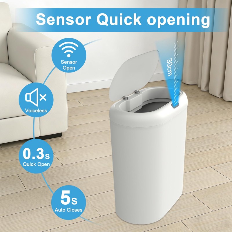 Naisu 4 Gallon Automatic Sensor Trash Can with Lid, 2