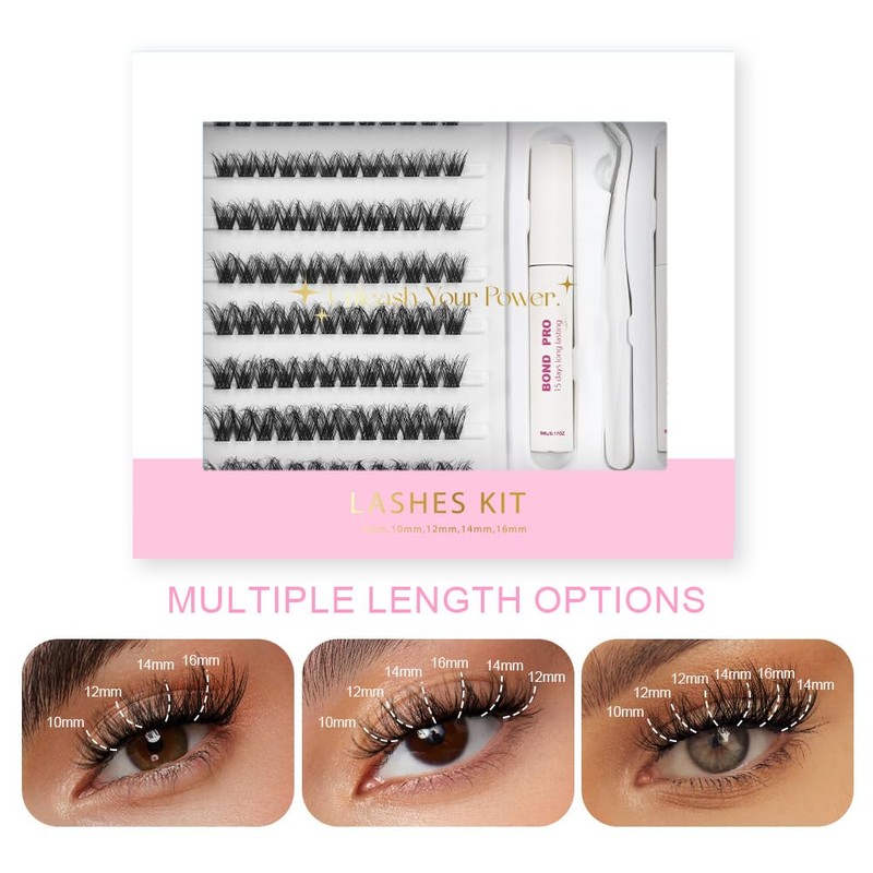 Lash Extension Kit DIY Lash Clusters 10-16mm 96pcs Individual Lashes