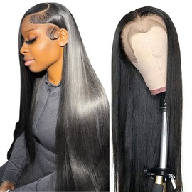 tobasew 13x6 Straight Lace Front Wigs Human Hair 200 Density HD Transparent Lace Frontal Human Hair Wigs for Women Glueless Wigs Human Hair Pre Plucked 28 Inch