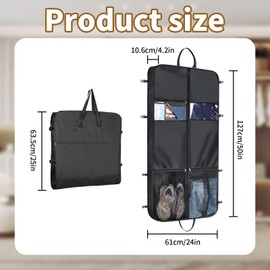 Large Suit Carrier Suit Bag, 50" Tri-fold Suit Bag with 5 Zip Pockets, 2 Large Mesh Pockets and Adjustable Handles, Heavy Duty 600D Oxford Foldable Waterproof Garment Bags for Travel and Storage