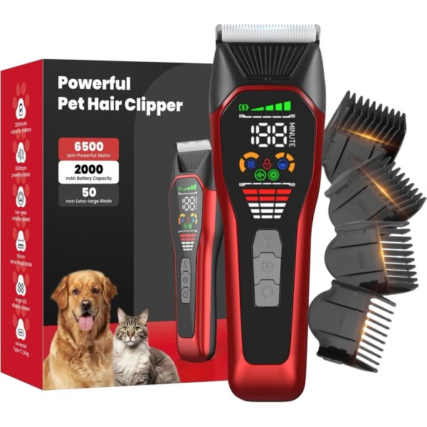 LEMULEGU Cordless Electric Hair Clippers for Large Pets,Two-Speed Quiet Strong