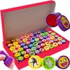 KRUZZEL 60 Piece Plastic Stamp Set for Children Self-Inking Animals
