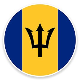 2 x 10cm Barbados Flag Vinyl Sticker Decal Laptop Travel Luggage Car Bike #9144 (10cm Wide x 10cm High)